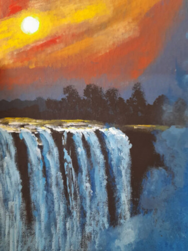 Painting titled "Waterfall painting" by Maryna Yasar, Original Artwork, Acrylic