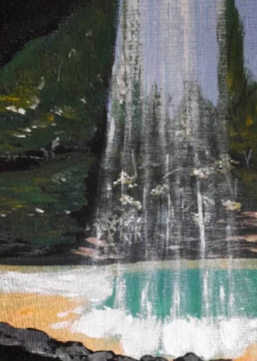 Painting titled "Waterfall Nature Ar…" by Maryna Yasar, Original Artwork, Acrylic