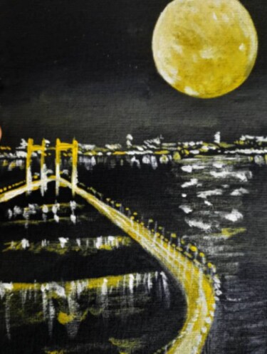 Painting titled "Moonlight Painting" by Maryna Yasar, Original Artwork, Acrylic