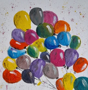 Malerei mit dem Titel "Birthday Balloons O…" von Maryna Yasar, Original-Kunstwerk, Acryl