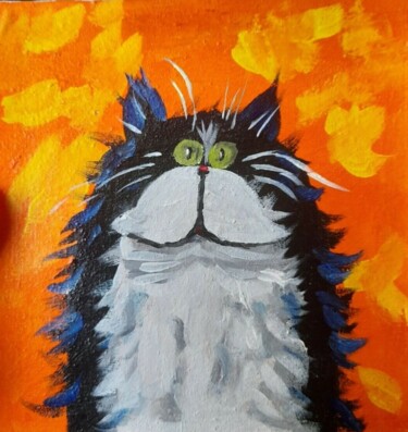Pittura intitolato "Cat Painting Animal…" da Maryna Yasar, Opera d'arte originale, Acrilico