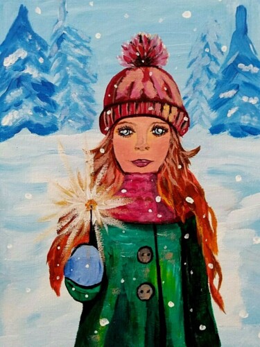 Malerei mit dem Titel "Christmas Painting…" von Maryna Yasar, Original-Kunstwerk, Acryl