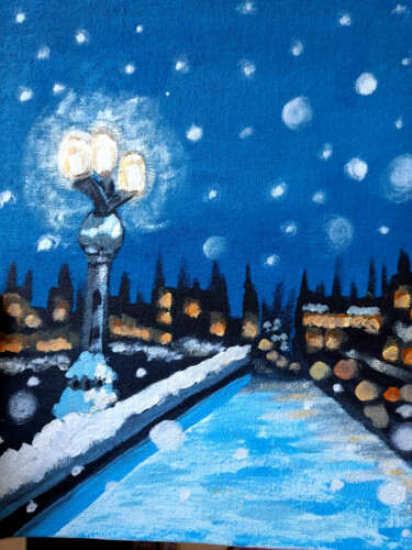 Картина под названием "Winter Prague Paint…" - Maryna Yasar, Подлинное произведение искусства, Акрил