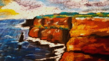 Painting titled "Cliffs of Moher Pai…" by Maryna Yasar, Original Artwork, Pastel