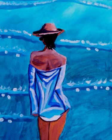 Peinture intitulée "Female Back Figure…" par Maryna Yasar, Œuvre d'art originale, Acrylique