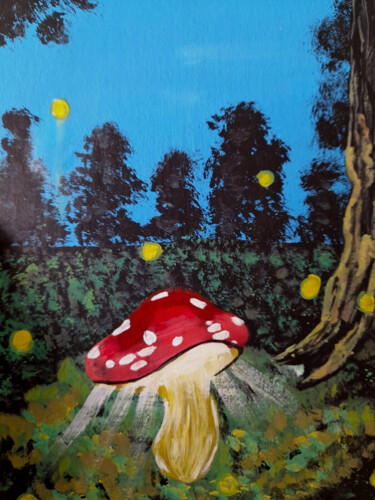 Картина под названием "Mushroom original p…" - Maryna Yasar, Подлинное произведение искусства, Акрил