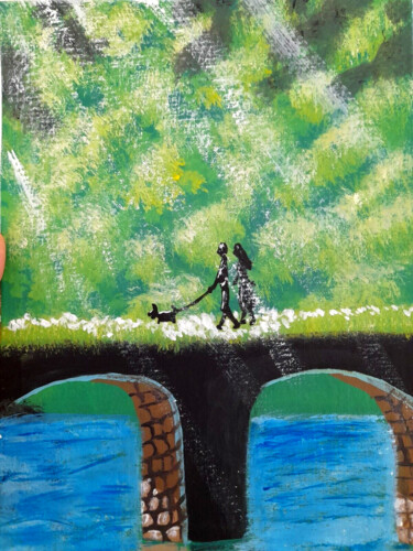 Painting titled "Couple walking orig…" by Maryna Yasar, Original Artwork, Acrylic
