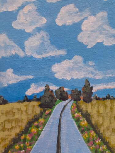 Painting titled "Road original paint…" by Maryna Yasar, Original Artwork, Acrylic