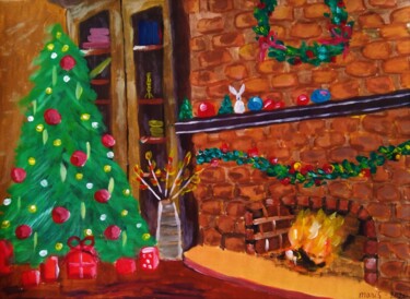Painting titled "Christmas home orig…" by Maryna Yasar, Original Artwork, Acrylic