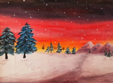 Pintura titulada "Winter landscape or…" por Maryna Yasar, Obra de arte original, Acrílico