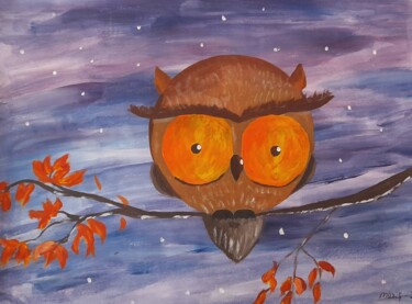 Peinture intitulée "Owl original painti…" par Maryna Yasar, Œuvre d'art originale, Acrylique