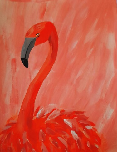 Картина под названием "Pink flamingo origi…" - Maryna Yasar, Подлинное произведение искусства, Акрил