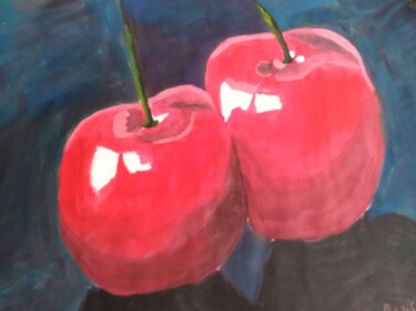 Painting titled "Cherry original pai…" by Maryna Yasar, Original Artwork, Acrylic