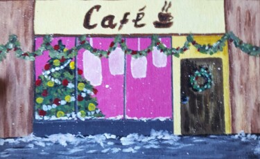 Painting titled "Winter cafe origina…" by Maryna Yasar, Original Artwork, Acrylic