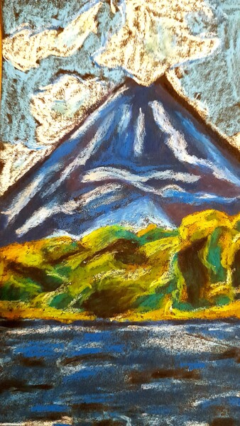Картина под названием "Volcano Painting Co…" - Maryna Yasar, Подлинное произведение искусства, Акрил