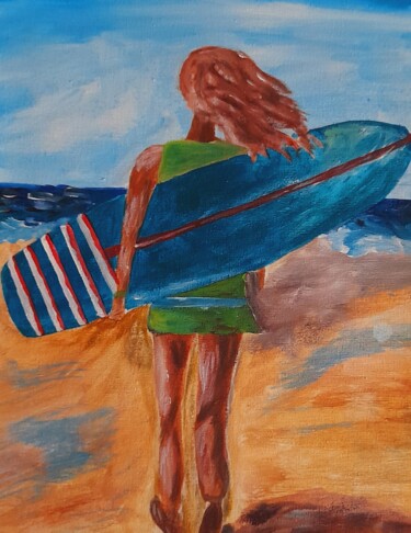 Painting titled "Surfing original pa…" by Maryna Yasar, Original Artwork, Acrylic