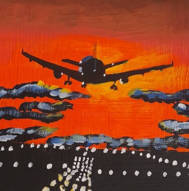 Картина под названием "Airplane original p…" - Maryna Yasar, Подлинное произведение искусства, Акрил