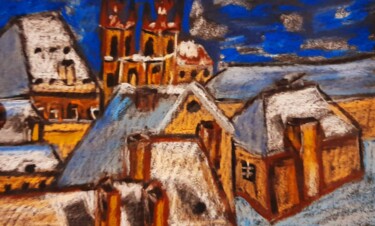绘画 标题为“Prague Snow Origina…” 由Maryna Yasar, 原创艺术品, 粉彩