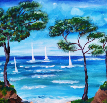Картина под названием "Seascape original a…" - Maryna Yasar, Подлинное произведение искусства, Акрил