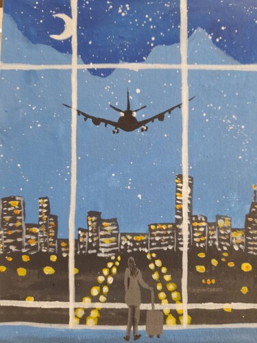 Schilderij getiteld "Airport Original Pa…" door Maryna Yasar, Origineel Kunstwerk, Acryl