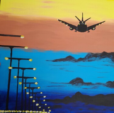 Painting titled "Airplane Painting l…" by Maryna Yasar, Original Artwork, Acrylic