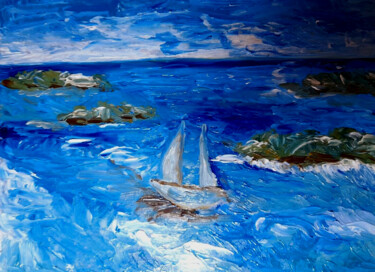 Peinture intitulée "Bahamas Islands oil…" par Maryna Yasar, Œuvre d'art originale, Huile
