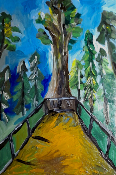 Painting titled "Sequoia Painting Na…" by Maryna Yasar, Original Artwork, Oil