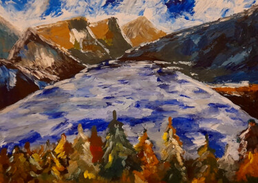 Картина под названием "Montana Painting Mo…" - Maryna Yasar, Подлинное произведение искусства, Масло