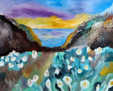 Malerei mit dem Titel "Big Sur Calla Lily…" von Maryna Yasar, Original-Kunstwerk, Öl