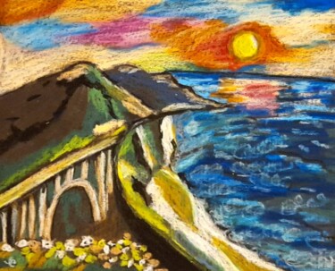 Painting titled "Bixby Bridge Origin…" by Maryna Yasar, Original Artwork, Pastel