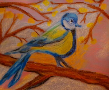Dibujo titulada "Chickadee Original…" por Maryna Yasar, Obra de arte original, Pastel