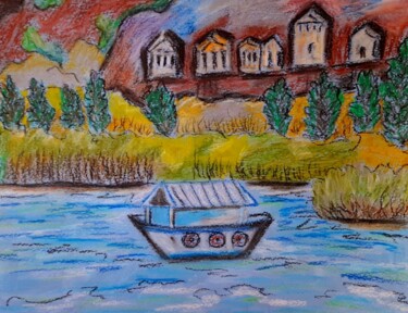 Dessin intitulée "Dalyan River Origin…" par Maryna Yasar, Œuvre d'art originale, Pastel