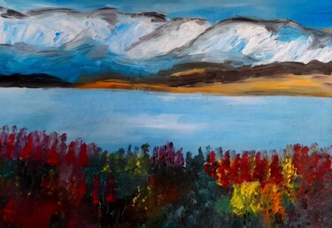 Painting titled "New Zealand landsca…" by Maryna Yasar, Original Artwork, Oil