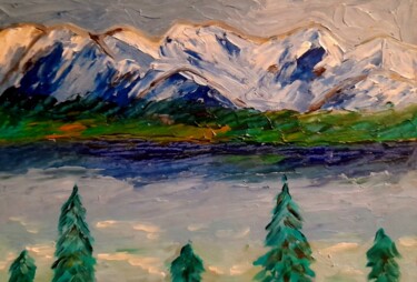 Painting titled "Alaska landscape oi…" by Maryna Yasar, Original Artwork, Oil