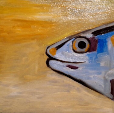 Schilderij getiteld "Sardine Oil Painting" door Maryna Yasar, Origineel Kunstwerk, Olie