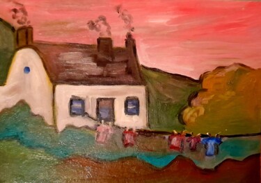Peinture intitulée "Cottage Scottish Hi…" par Maryna Yasar, Œuvre d'art originale, Huile