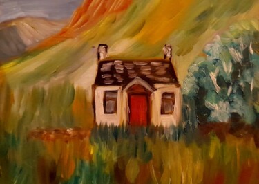 Painting titled "Scottish landscape…" by Maryna Yasar, Original Artwork, Oil