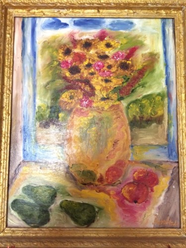 Painting titled "Вид с окна" by Marinel Voxx, Original Artwork, Oil