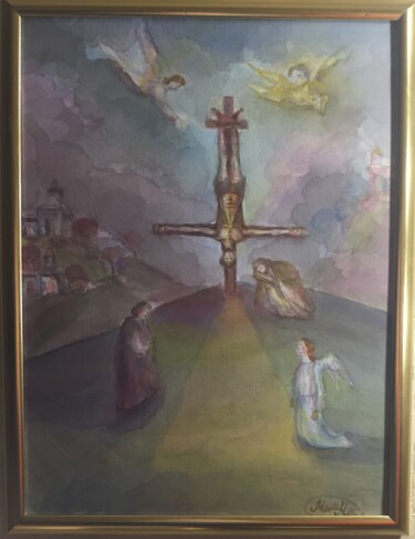 Peinture intitulée "Оплакивание Святого…" par Marinel Voxx, Œuvre d'art originale, Aquarelle