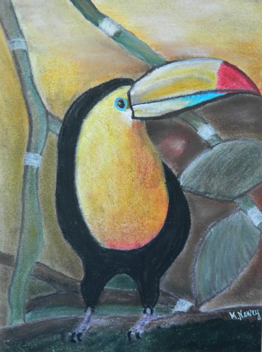 Malerei mit dem Titel "Toucan" von Mary Newey, Original-Kunstwerk, Pastell