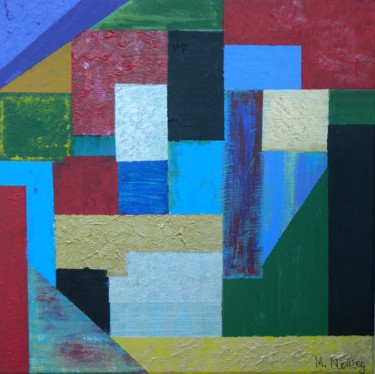 Malerei mit dem Titel "Cube story" von Mary Newey, Original-Kunstwerk, Acryl