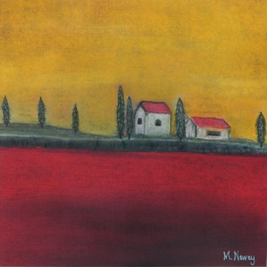 Malerei mit dem Titel "Tuscany Hillside" von Mary Newey, Original-Kunstwerk, Pastell