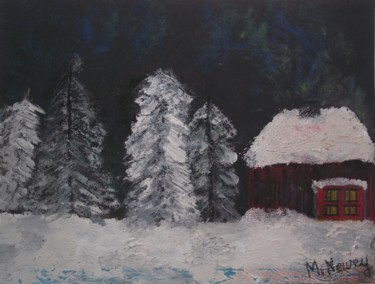 Malerei mit dem Titel "Hidden Cabin" von Mary Newey, Original-Kunstwerk, Acryl