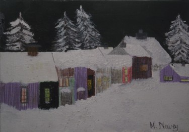 Malerei mit dem Titel "Snow covered Roros" von Mary Newey, Original-Kunstwerk, Acryl