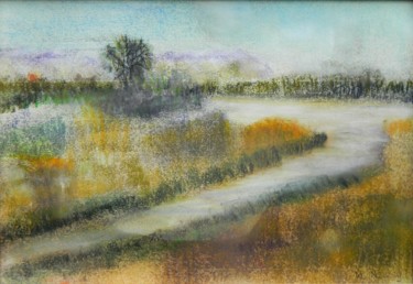 Malerei mit dem Titel "River of Gold" von Mary Newey, Original-Kunstwerk, Pastell