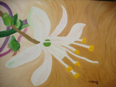 Painting titled "Flor" by Mary Nieves Lorenzo, Original Artwork