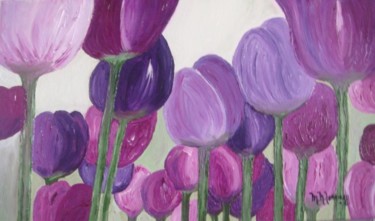 Painting titled "Tulipanes" by Mary Nieves Lorenzo, Original Artwork, Oil