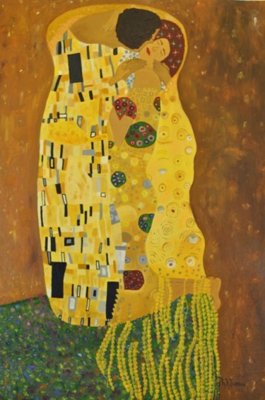 Pintura intitulada "El beso" por Mary Nieves Lorenzo, Obras de arte originais, Óleo