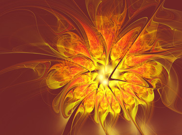 Digital Arts titled "Golden dahlia.jpg" by Mary Raven, Original Artwork, Digital Painting