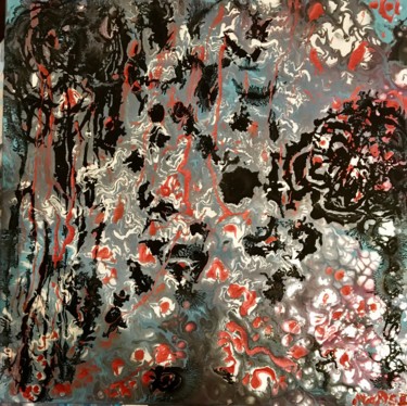 Painting titled "Black Flowers" by Mary'S D., Original Artwork, Acrylic